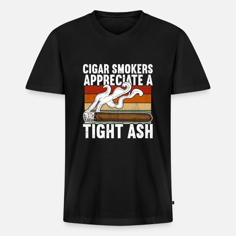 Zigarren Zigarren - Männer Premium Bio T-Shirt mit V-Ausschnitt - Schwarz