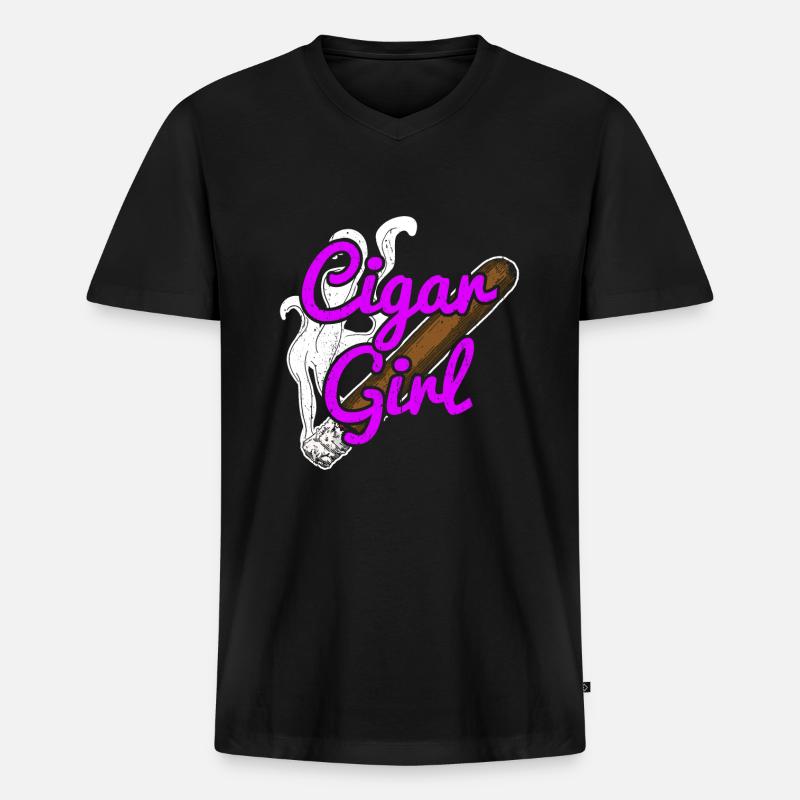 Zigarren Zigarren - Männer Premium Bio T-Shirt mit V-Ausschnitt - Schwarz