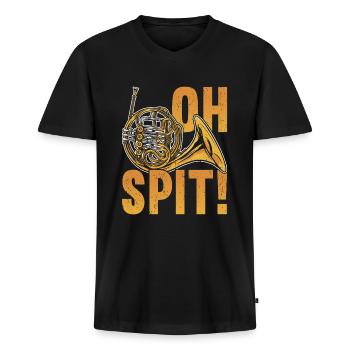 Waldhorn Brass Marching Band - Männer Premium Bio T-Shirt mit V-Ausschnitt - Schwarz - Vorne - Nico (187cm)