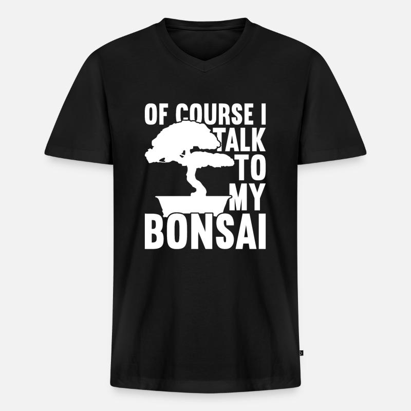 Bonsai-Baum - Männer Premium Bio T-Shirt mit V-Ausschnitt - Schwarz