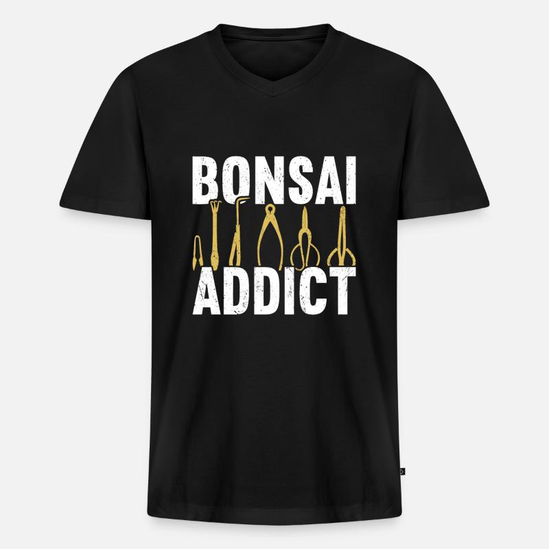 Bonsai-Baum - Männer Premium Bio T-Shirt mit V-Ausschnitt - Schwarz