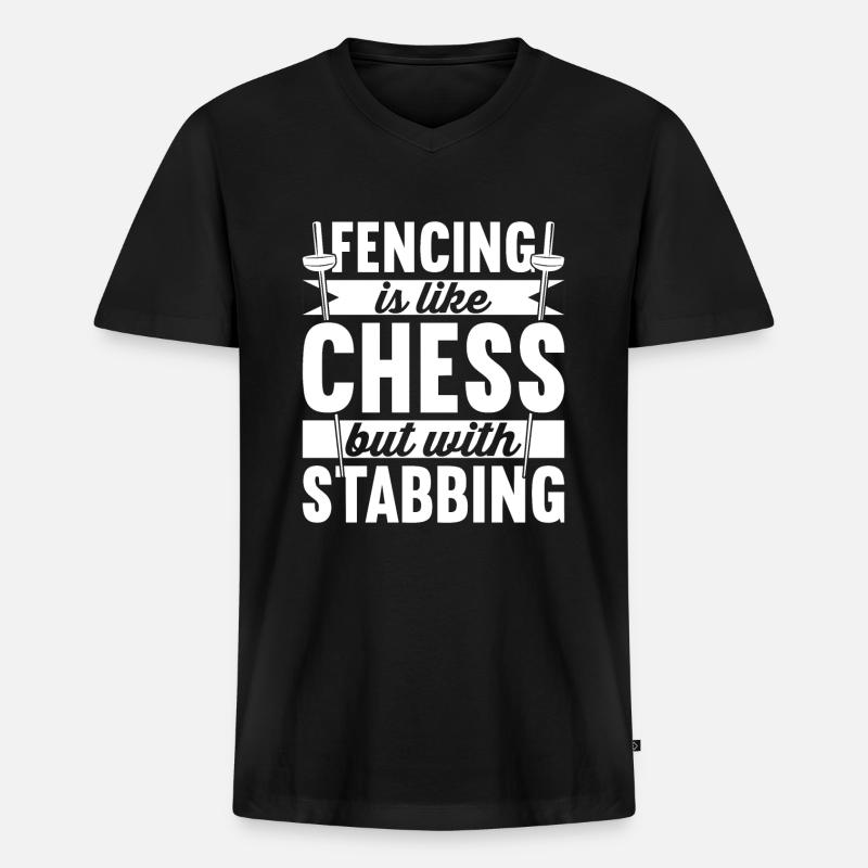 Fechten - Männer Premium Bio T-Shirt mit V-Ausschnitt - Schwarz