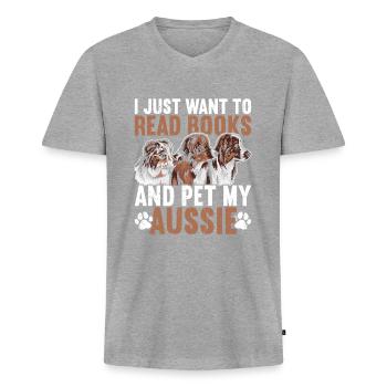 Australischer Schäferhund - Männer Premium Bio T-Shirt mit V-Ausschnitt - Grau meliert - Vorne