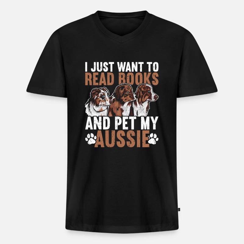 Australischer Schäferhund - Männer Premium Bio T-Shirt mit V-Ausschnitt - Schwarz