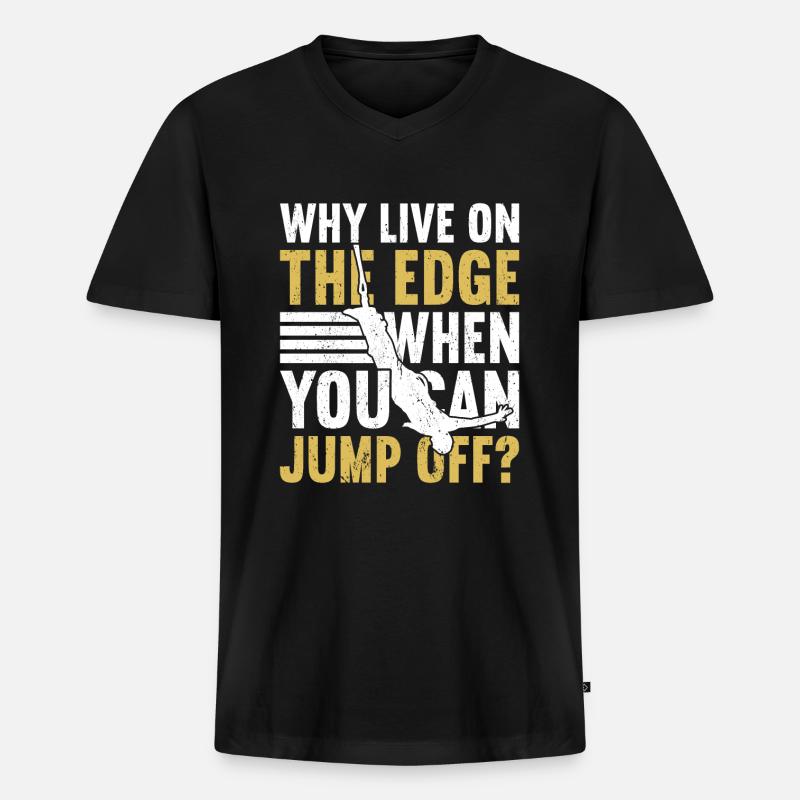 Bungee-Jump Bungee-Jumping - Männer Premium Bio T-Shirt mit V-Ausschnitt - Schwarz