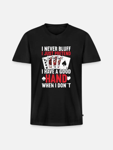 Poker - Männer Premium Bio T-Shirt mit V-Ausschnitt - Schwarz