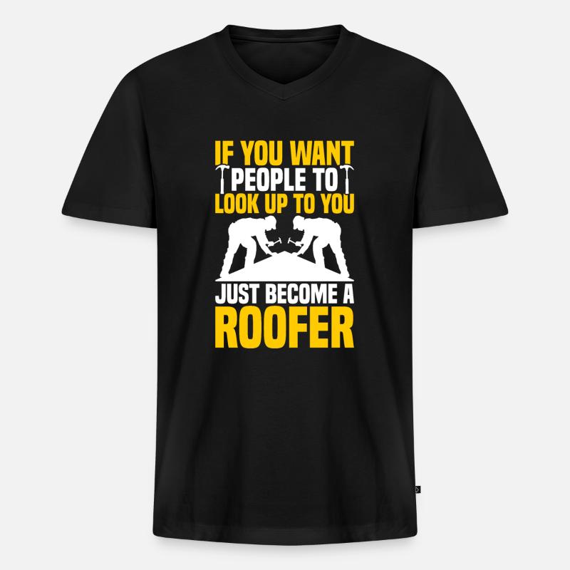 Dachdecker Dachdecker Dachziegel - Männer Premium Bio T-Shirt mit V-Ausschnitt - Schwarz