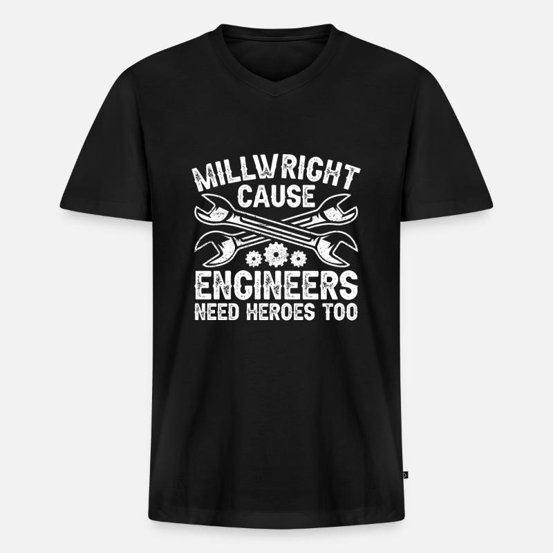 Mühlenbauer Mühlenbauer - Männer Premium Bio T-Shirt mit V-Ausschnitt - Schwarz