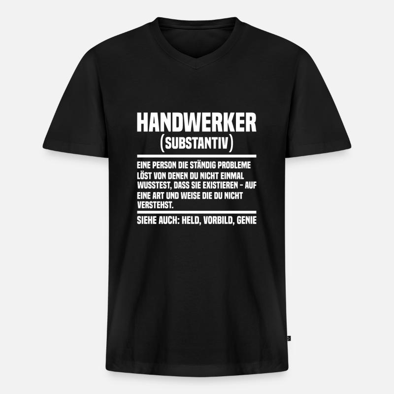 Handwerker - Männer Premium Bio T-Shirt mit V-Ausschnitt - Schwarz