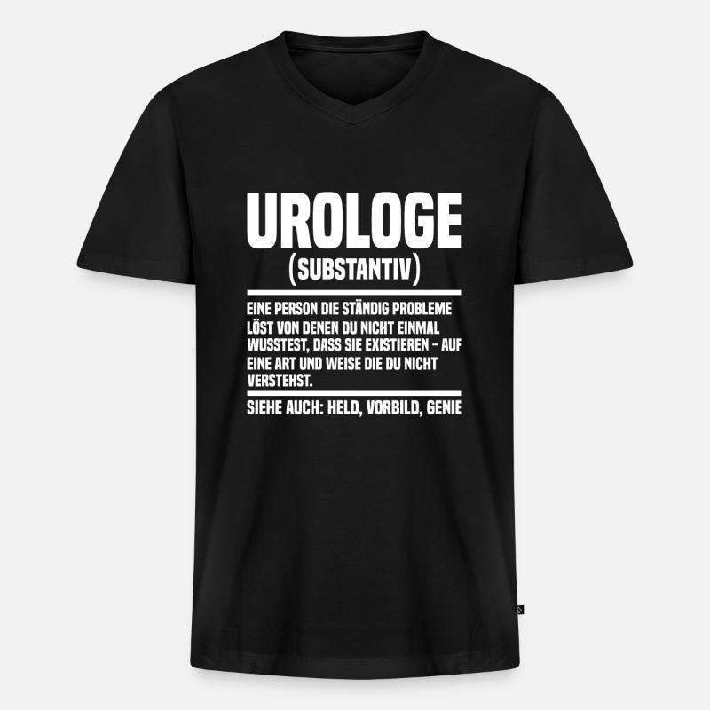 Urologe - Männer Premium Bio T-Shirt mit V-Ausschnitt - Schwarz