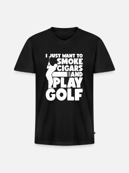 Zigarrenraucher-Zigarren - Männer Premium Bio T-Shirt mit V-Ausschnitt - Schwarz