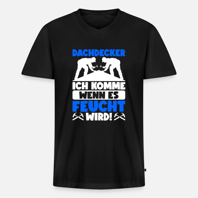 Dachdecker Dachdeckermeister Dachdecken - Männer Premium Bio T-Shirt mit V-Ausschnitt - Schwarz