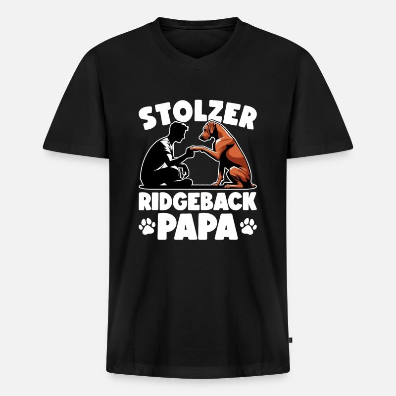 Rhodesian Ridgeback Papa Rhodesian Ridgebacks - Männer Premium Bio T-Shirt mit V-Ausschnitt - Schwarz
