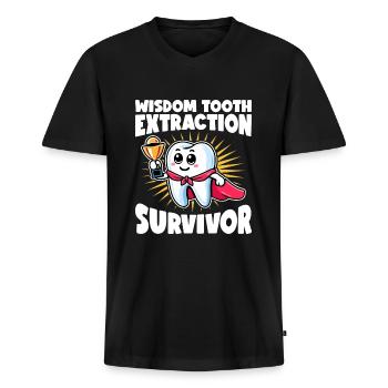Dents de sagesse cadeau pour l’extraction des dents de sagesse - T-shirt encolure en V Premium bio Homme - noir - Devant - Nico (187cm)