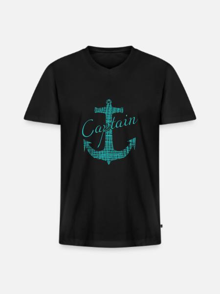 Captain - Männer Premium Bio T-Shirt mit V-Ausschnitt - Schwarz
