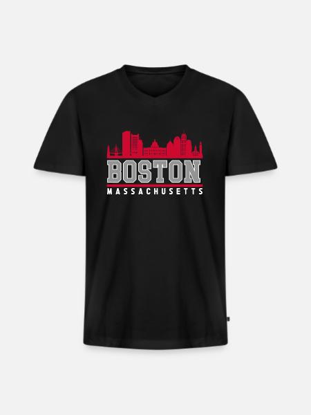 Boston Massachusetts Skyline - Men's Premium Organic T-shirt with V-neck - black