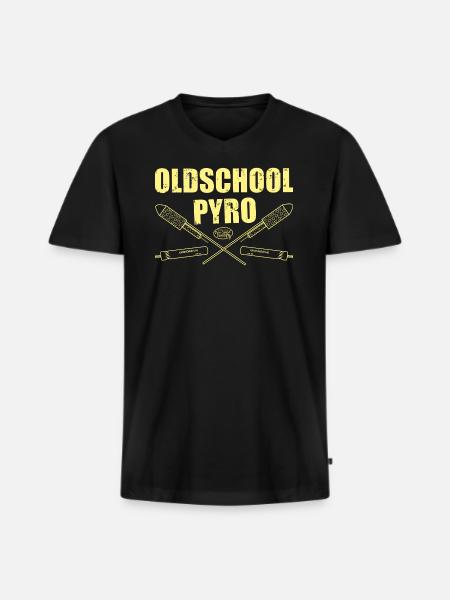 Oldschool Pyro - Männer Premium Bio T-Shirt mit V-Ausschnitt - Schwarz