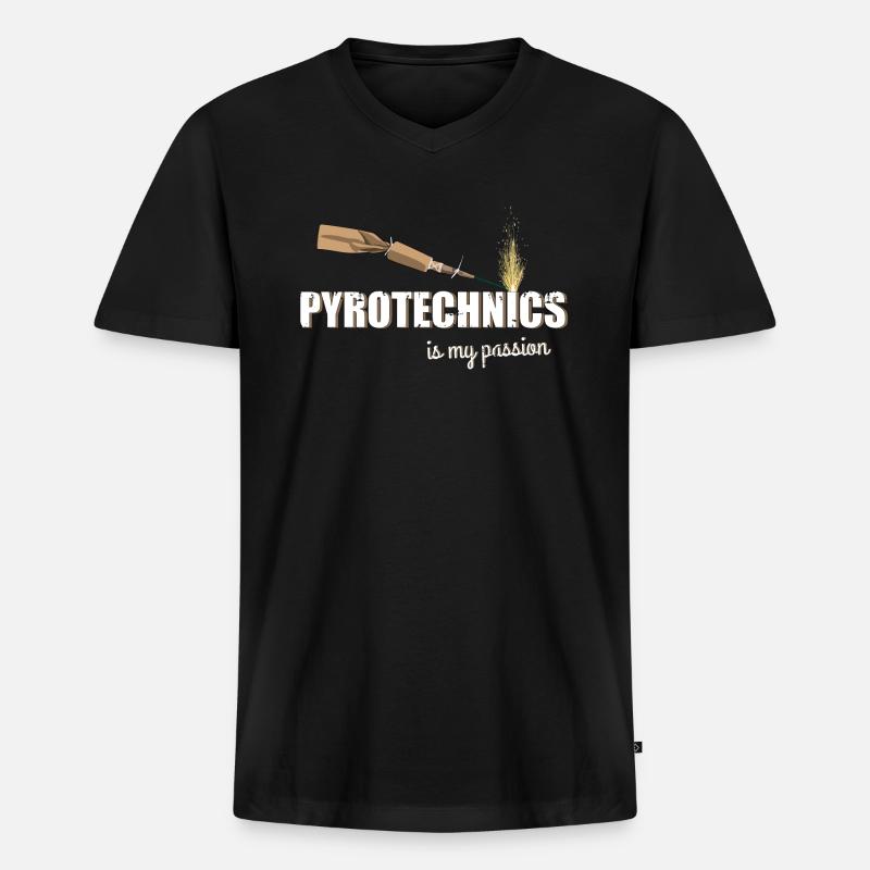 Pyro Passion Trueno - Männer Premium Bio T-Shirt mit V-Ausschnitt - Schwarz