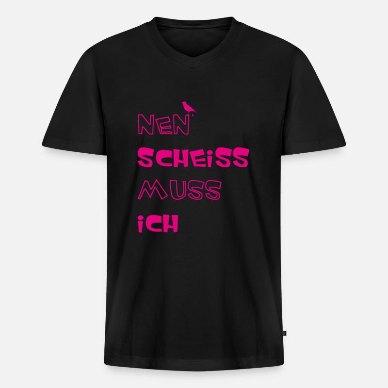 Nen scheiss muss ich - Männer Premium Bio T-Shirt mit V-Ausschnitt - Schwarz