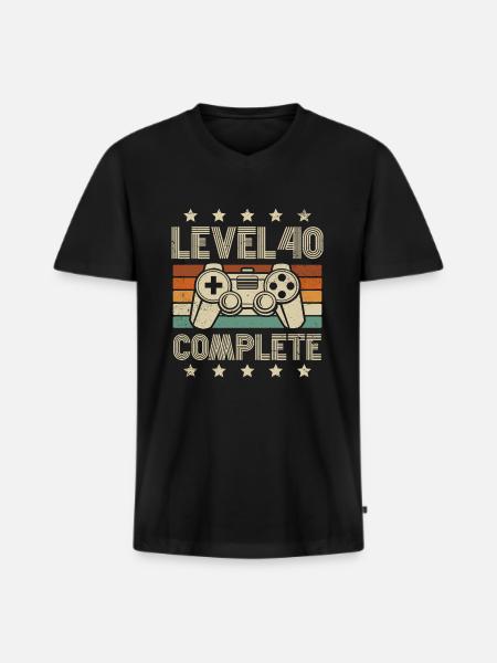 40 år Retro Gaming 40-årspresent - Ekologisk premium-T-shirt med V-ringning herr - svart