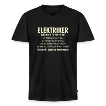 Elektriker Elektroinstallateur Elektroniker Elektr - Männer Premium Bio T-Shirt mit V-Ausschnitt - Schwarz - Vorne - Nico (187cm)
