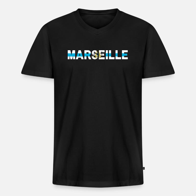 Marseille - Männer Premium Bio T-Shirt mit V-Ausschnitt - Schwarz