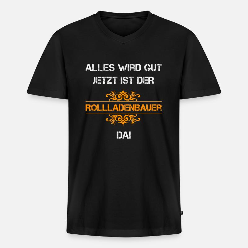 Rollladenbauer Beruf Rollladen Jalousie Handwerker - Männer Premium Bio T-Shirt mit V-Ausschnitt - Schwarz