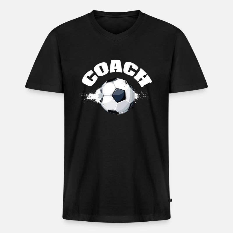 Fußballtrainer - Männer Premium Bio T-Shirt mit V-Ausschnitt - Schwarz
