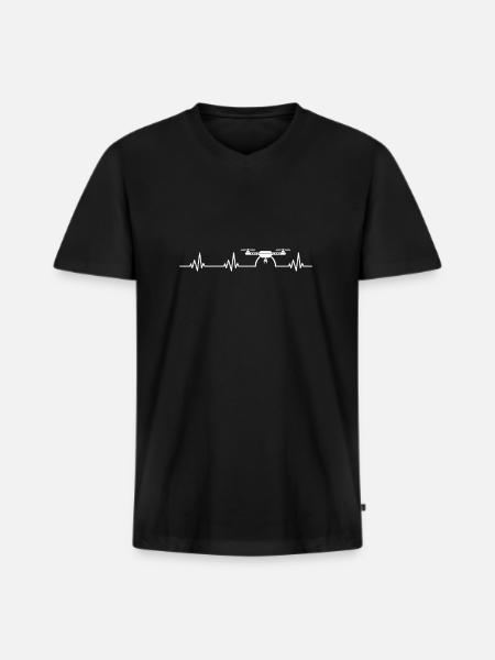 Drones heartbeat. Dronebeat. - Men's Premium Organic T-shirt with V-neck - black
