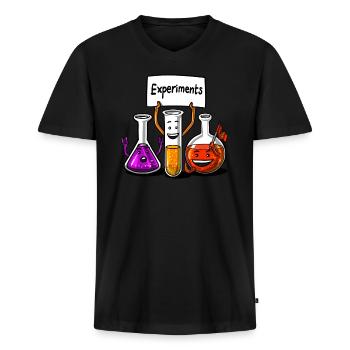 Chemistry Science Experiments Funny School Student - Men's Premium Organic T-shirt with V-neck - black - Front - Nico (187cm)