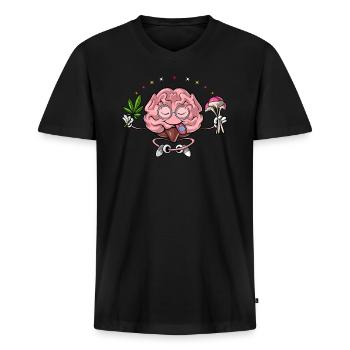 Voyage psychédélique dans le cerveau - T-shirt encolure en V Premium bio Homme - noir - Devant - Nico (187cm)