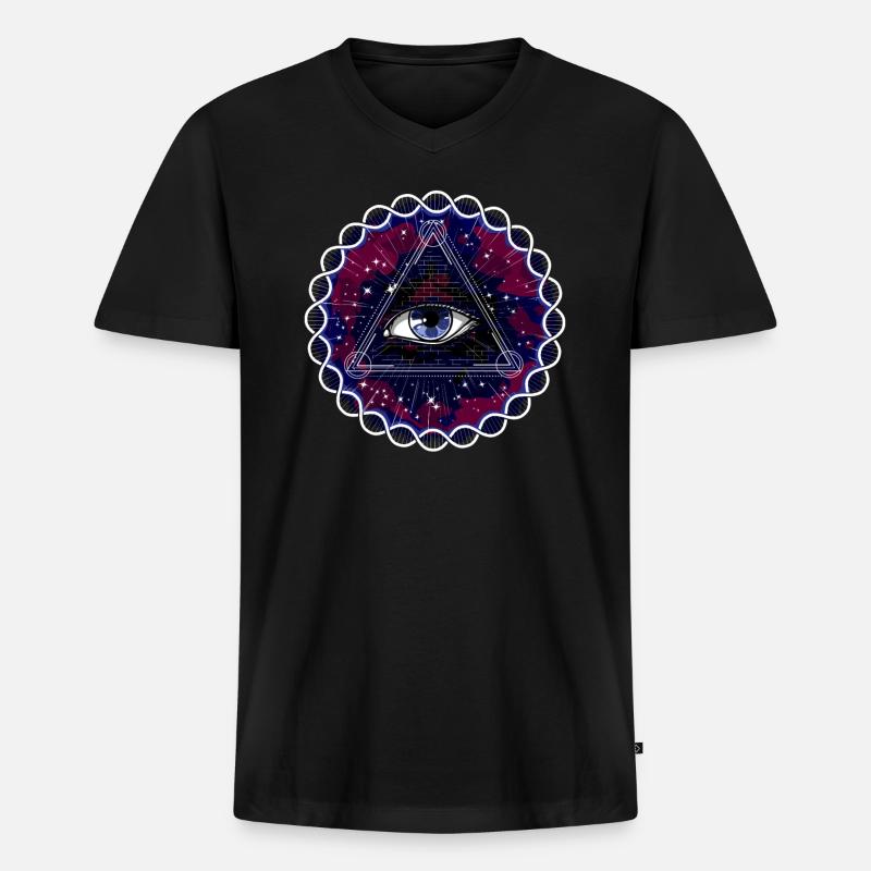 DMT Psychedelic Sacred Geometry - Männer Premium Bio T-Shirt mit V-Ausschnitt - Schwarz