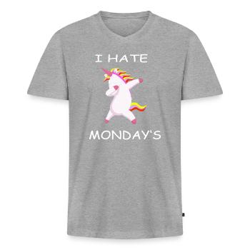 Unicorn - I hate montage - Men's Premium Organic T-shirt with V-neck - heather grey - Front
