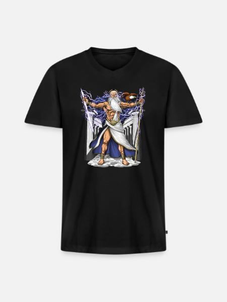 Greek God Zeus - Men's Premium Organic T-shirt with V-neck - black