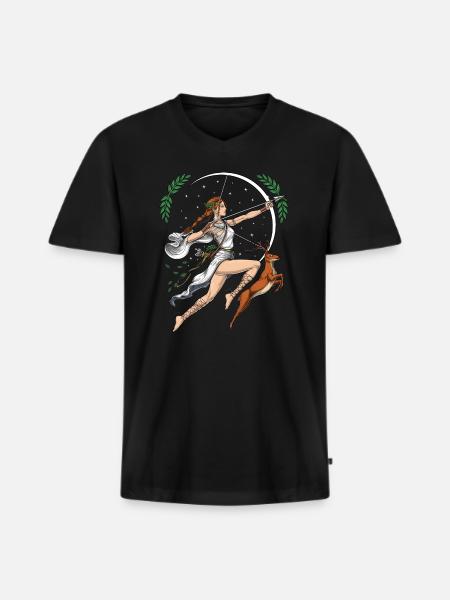 Artemis Goddess - Men's Premium Organic T-shirt with V-neck - black