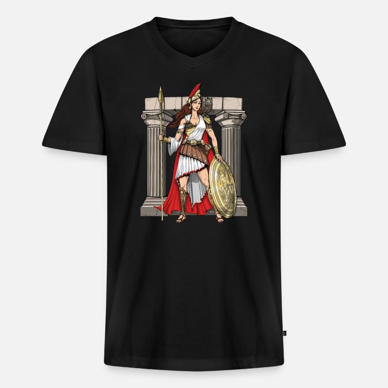 Athena Griechische Göttin - Männer Premium Bio T-Shirt mit V-Ausschnitt - Schwarz
