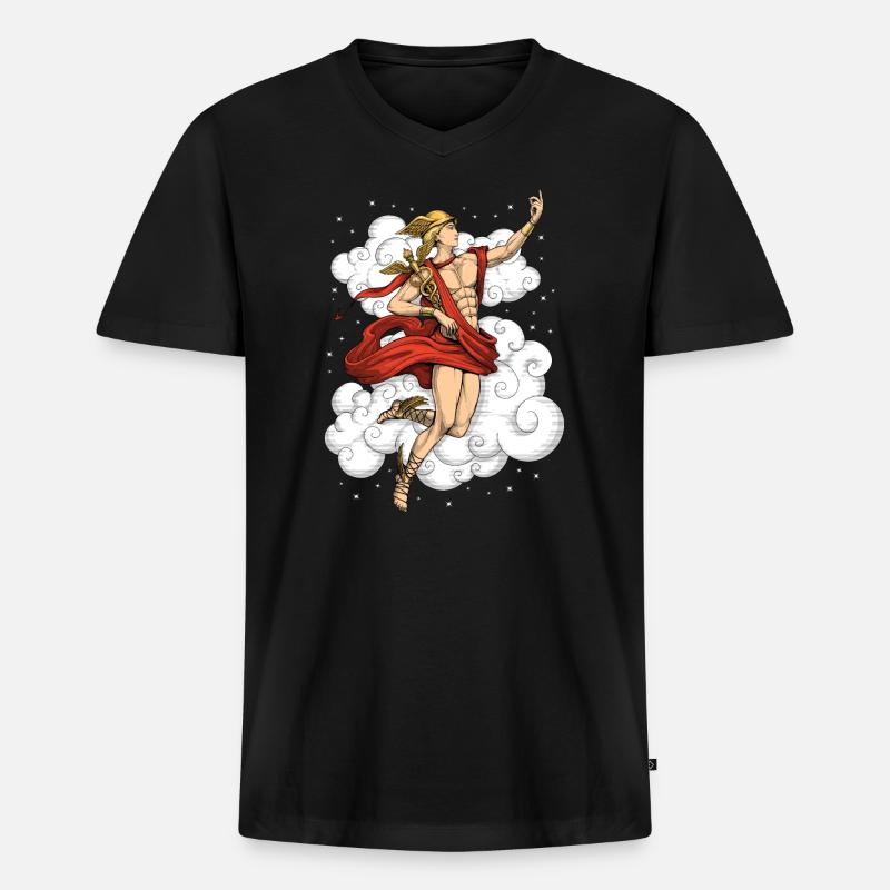 Griechischer Gott Hermes - Männer Premium Bio T-Shirt mit V-Ausschnitt - Schwarz
