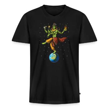 Alien Shiva Dieu hindou - T-shirt encolure en V Premium bio Homme - noir - Devant - Nico (187cm)
