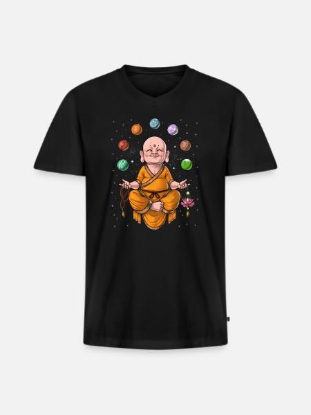 Baby Buddha - Men's Premium Organic T-shirt with V-neck - black