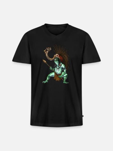 Aztec Warrior God Cueyatl - Men's Premium Organic T-shirt with V-neck - black