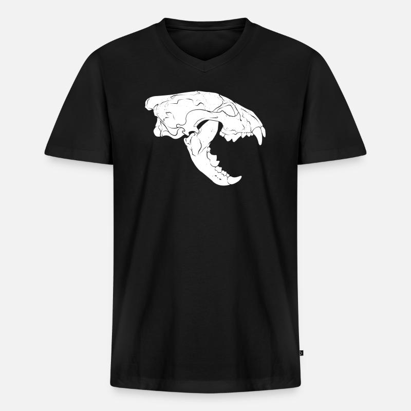 Wolverine Schädel - Männer Premium Bio T-Shirt mit V-Ausschnitt - Schwarz