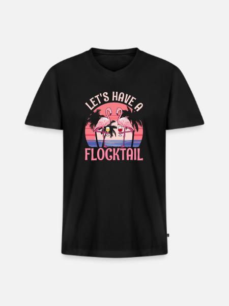 Let's have a flocktail - flamingo - Men's Premium Organic T-shirt with V-neck - black