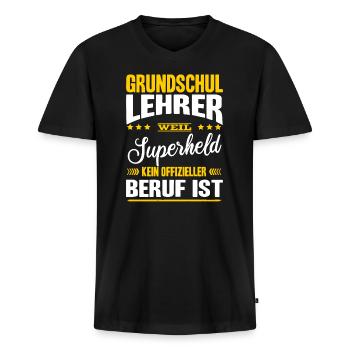 Grundschullehrer Superheld Kein Offizieller Beruf - Männer Premium Bio T-Shirt mit V-Ausschnitt - Schwarz - Vorne - Nico (187cm)
