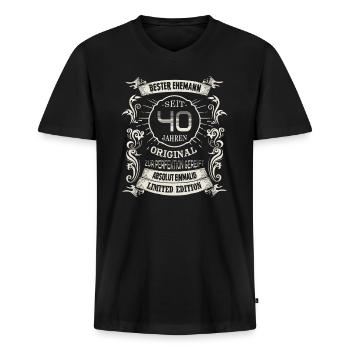 40 Hochzeitstag Seit 40 Jahren Rubinhochzeit Ehe - Männer Premium Bio T-Shirt mit V-Ausschnitt - Schwarz - Vorne - Nico (187cm)
