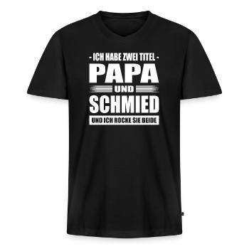 Zwei Titel Papa und Schmied Goldschmied Meister - Männer Premium Bio T-Shirt mit V-Ausschnitt - Schwarz - Vorne - Nico (187cm)