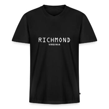 Richmond Virginia - Männer Premium Bio T-Shirt mit V-Ausschnitt - Schwarz - Vorne - Nico (187cm)