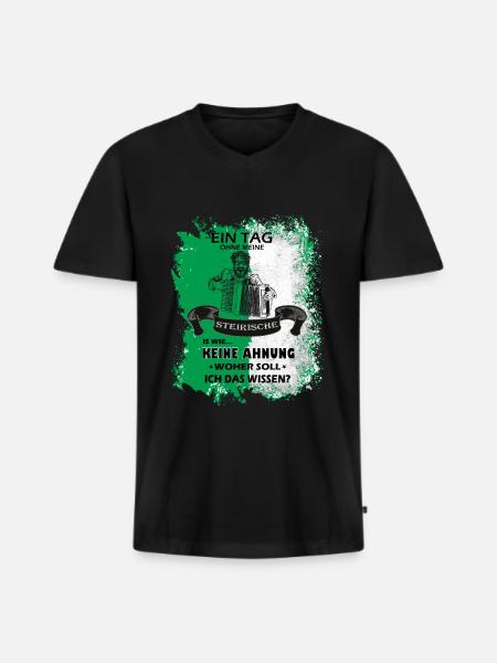 Steiermark Spruch Steirische Harmonika - Männer Premium Bio T-Shirt mit V-Ausschnitt - Schwarz