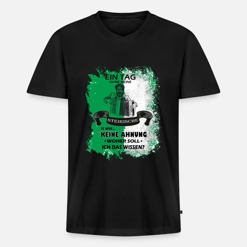 Steiermark Spruch Steirische Harmonika - Männer Premium Bio T-Shirt mit V-Ausschnitt - Schwarz