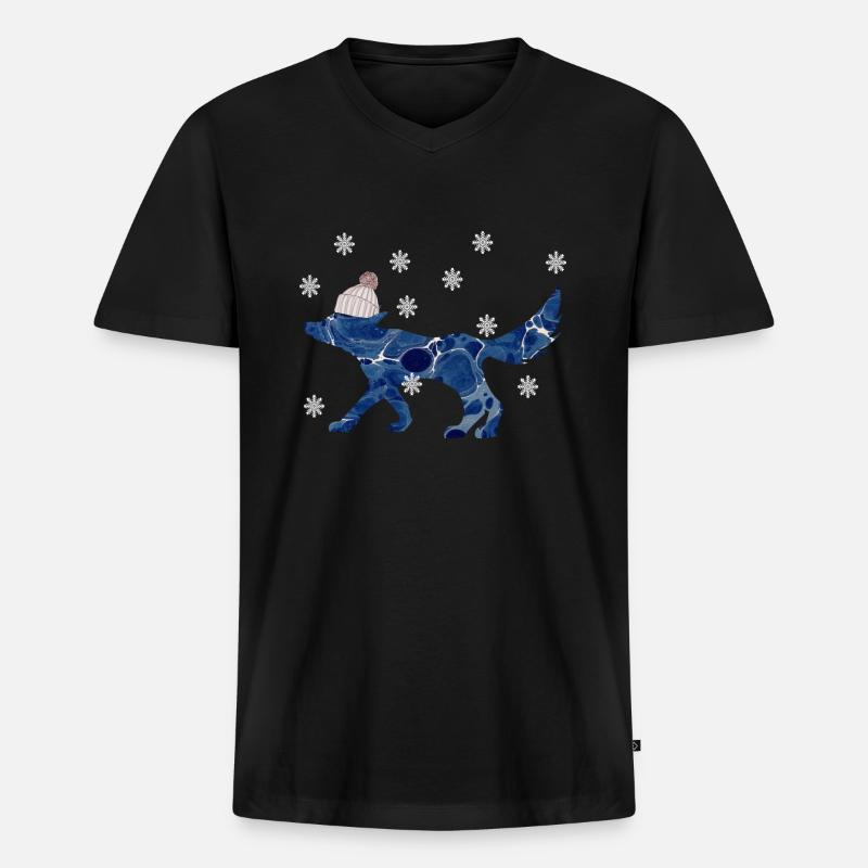 fuchs mit mütze e 12 - Männer Premium Bio T-Shirt mit V-Ausschnitt - Schwarz