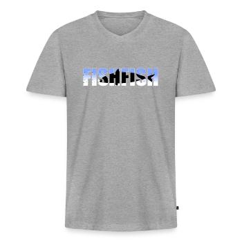 Poisson - T-shirt encolure en V Premium bio Homme - gris chiné - Devant